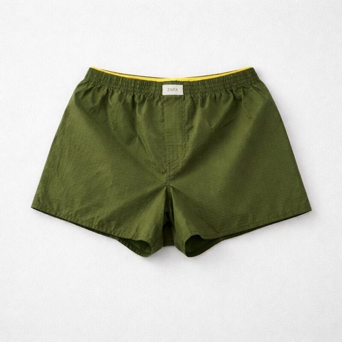 Zara Mens Lightweight Boxer Shorts Olive Green